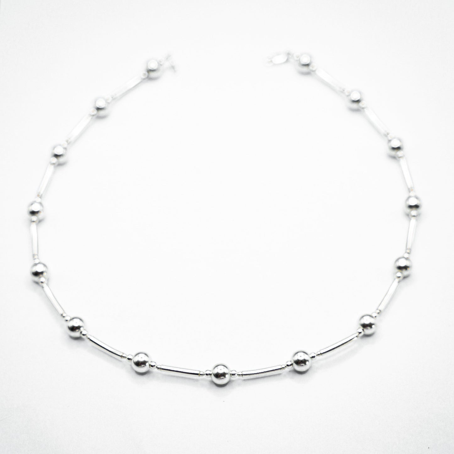 Silver Beaded Tube Necklace