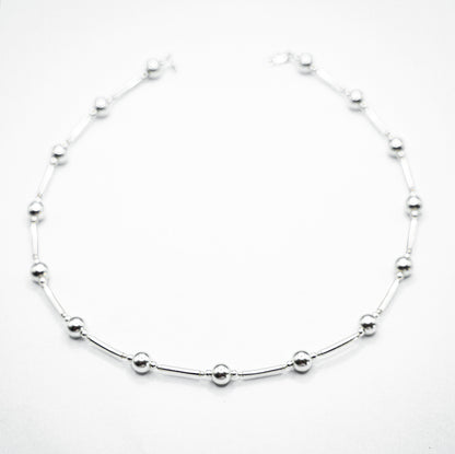 Silver Beaded Tube Necklace