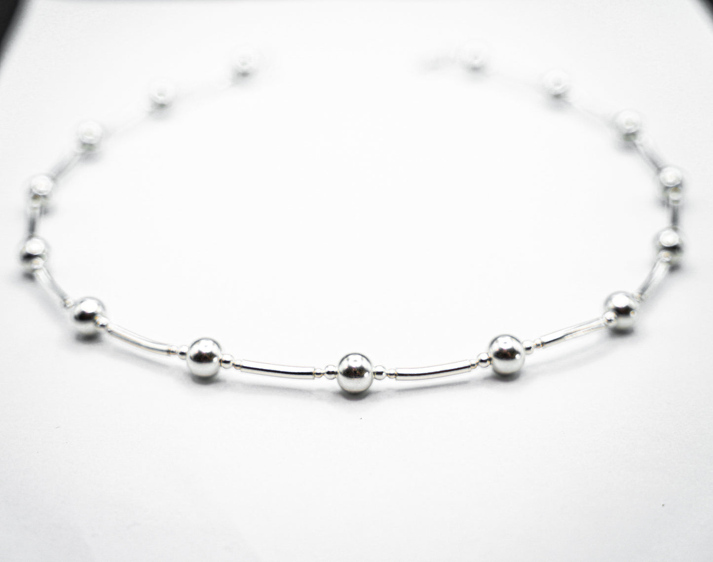 Silver Beaded Tube Necklace