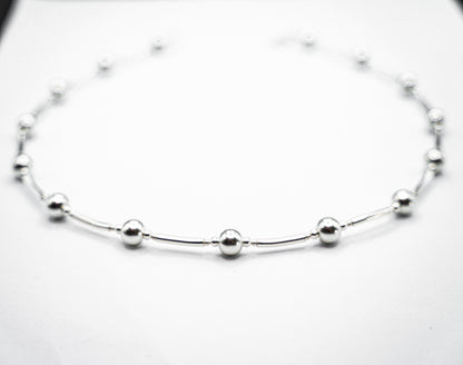 Silver Beaded Tube Necklace