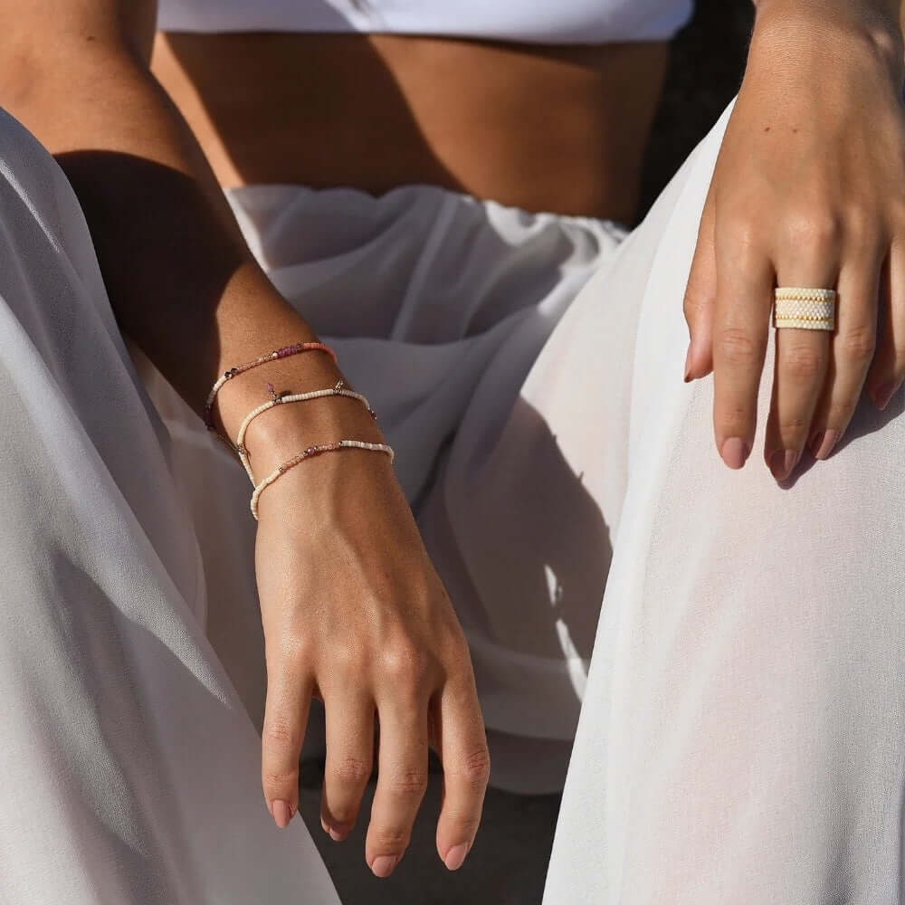 Maasai Woven Ring Cream-Pearl