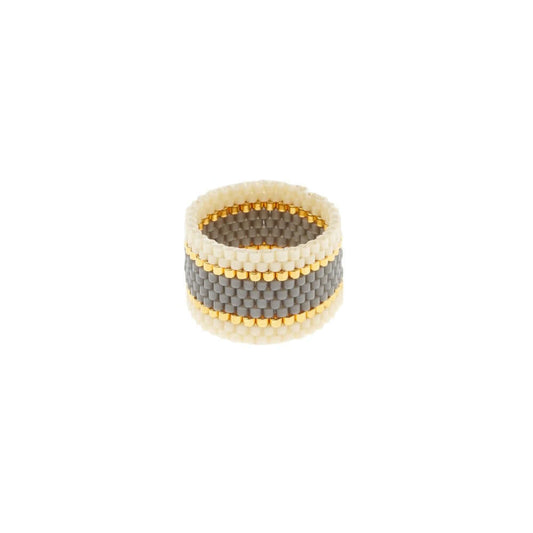 Maasai Woven Ring Cream-Grey