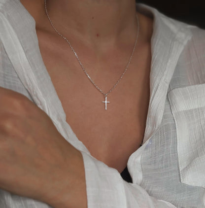 Italian  Silver Cross Necklace