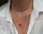 Italian  Red Puff Heart Necklace, Red Heart Necklace, Dainty Necklace