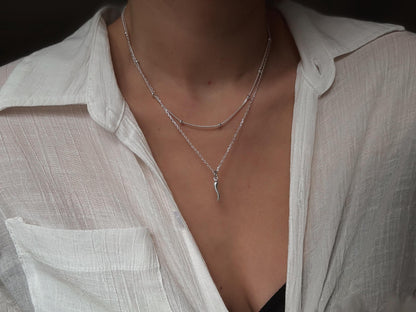 Italian  Silver Cornetto (Italian Horn) Necklace, Malocchio Necklace, Dainty Necklace