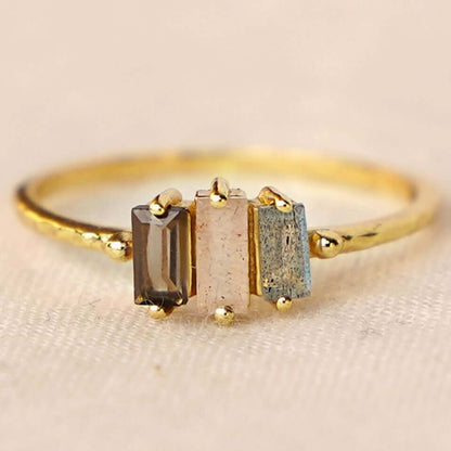 Ring Semi-Precious Stones Pink/Grey