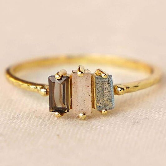 Ring Semi-Precious Stones Pink/Grey